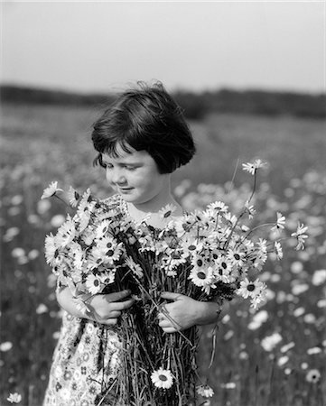 field of daisy - 1920s GIRL IN MEADOW HOLDING BUNCH OF DAISIES Stock Photo - Rights-Managed, Code: 846-03163443