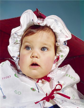 retro baby hat - 1960s BABY WEARING RAINCOAT AND HAT Stock Photo - Rights-Managed, Code: 846-03163901