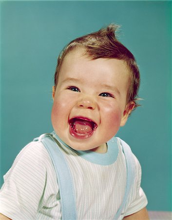 1960s HAPPY SMILING LAUGHING BABY WITH MOUTH WIDE OPEN Stock Photo - Rights-Managed, Code: 846-03163922