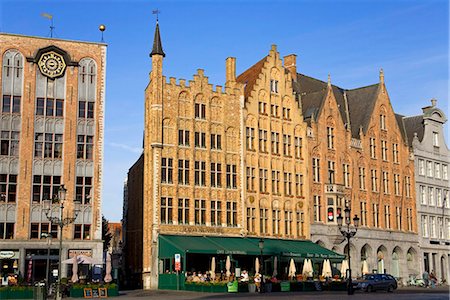 Gothic buildings on the Main Square Marketplace, Bruges, West Flanders, Belgium, Europe Stock Photo - Rights-Managed, Code: 841-05784279