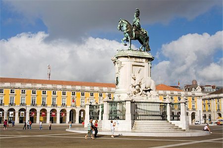 praca do comercio - Statue de Dom Jose à Praca faire Comercio, quartier de la Baixa, Lisbonne, Portugal, Europe Photographie de stock - Rights-Managed, Code: 841-05784332