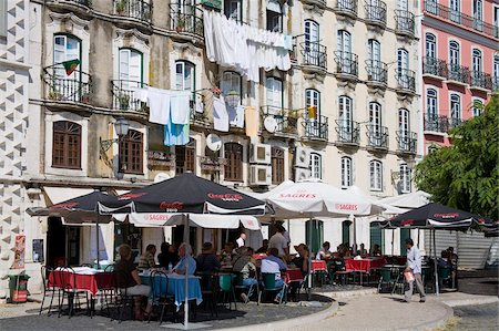 Cafe on Bacalhoeiros Street in the Alfama District, Lisbon, Portugal, Europe Stock Photo - Rights-Managed, Code: 841-05784347