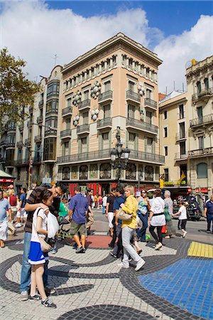 Tile Mosaic by Joan Miro on Las Ramblas, Barcelona, Catalonia, Spain, Europe Foto de stock - Direito Controlado, Número: 841-05784442