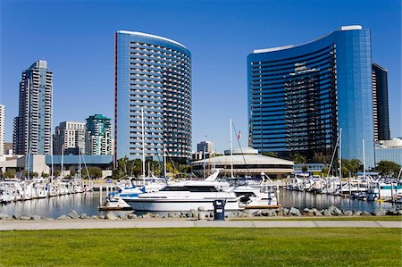 san diego - Embarcadero Marina Park and Marriott Hotel, San Diego, California, United States of America, North America Foto de stock - Con derechos protegidos, Código: 841-05784450