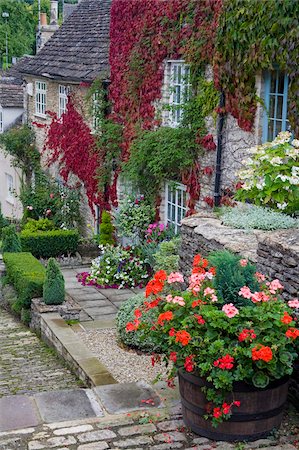 envahi par la végétation - Cottage sur Chipping étapes, ville de Tetbury, Gloucestershire, Cotswolds, Angleterre, Royaume-Uni, Europe Photographie de stock - Rights-Managed, Code: 841-05784474