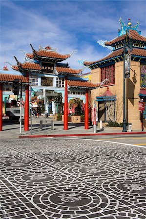 quartiere cinese - Central Plaza East Gate in Chinatown, Los Angeles, California, United States of America, North America Foto de stock - Con derechos protegidos, Código: 841-05784539