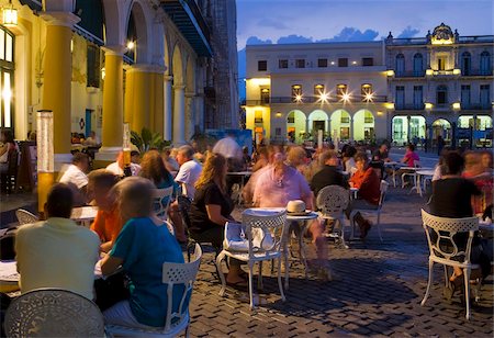 Eating al fresco in the evening, Plaza Vieja, Old Havana, Cuba, West Indies, Central America Stock Photo - Rights-Managed, Code: 841-05784600