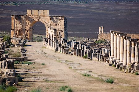 Triumphbogen in römische Ruinen, Volubilis, UNESCO Weltkulturerbe, Marokko, Nordafrika, Afrika Stockbilder - Lizenzpflichtiges, Bildnummer: 841-05784652