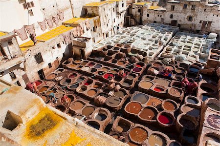 fez, morocco - Tannery, Fez, UNESCO World Heritage Site, Morocco, North Africa, Africa Foto de stock - Direito Controlado, Número: 841-05784663