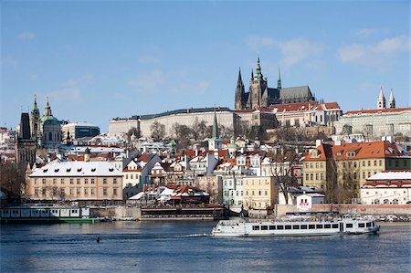 Prague Castle, St. Vitus Cathedral, and view of Malostranska from Charles Bridge, UNESCO World Heritage Site, Prague, Czech Republic, Europe Stock Photo - Rights-Managed, Code: 841-05784734