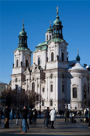 prague st nicholas church - Église Saint-Nicolas, Old Town Square, Prague, la Bohême, République tchèque, Europe Photographie de stock - Rights-Managed, Code: 841-05784738