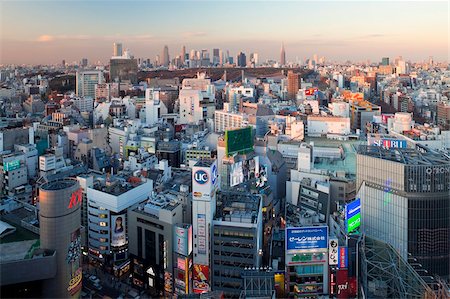 Vue surélevée de Shinjuku skyline de Shibuya, Tokyo, Japon, Asie Photographie de stock - Rights-Managed, Code: 841-05784777