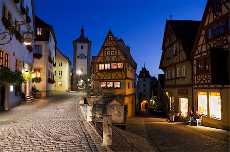 european cobbled street - Ploenlein, Siebers Tower, Rothenburg ob der Tauber, Franconia, Bavaria, Germany, Europe Stock Photo - Rights-Managed, Code: 841-05784827