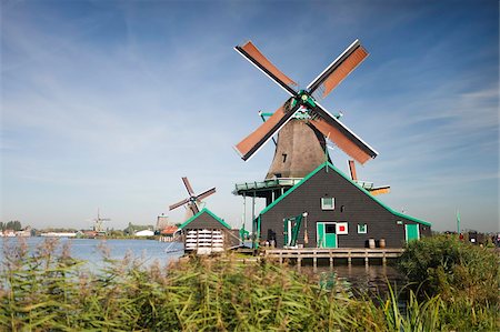 Windmills at Zaanse Schans, Zaandam, Noord Holland, Holland, Europe Stock Photo - Rights-Managed, Code: 841-05784821