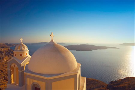 faith - Église au coucher du soleil, Santorin, Cyclades, îles grecques, Grèce, Europe Photographie de stock - Rights-Managed, Code: 841-05784854