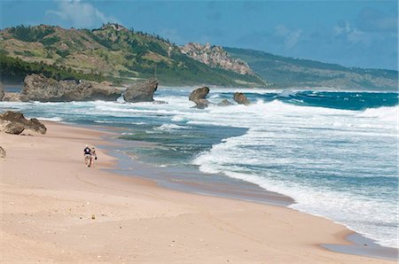 Mature couple walking on Bathsheba Beach, Barbados, Windward Islands, West Indies, Caribbean, Central America Stock Photo - Rights-Managed, Code: 841-05784901