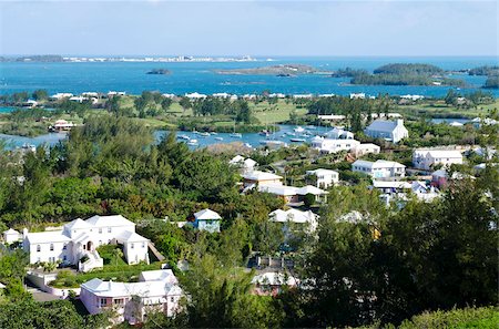 Looking out over Great Sound and smaller Riddell's Bay, Bermuda, Central America Fotografie stock - Rights-Managed, Codice: 841-05784963