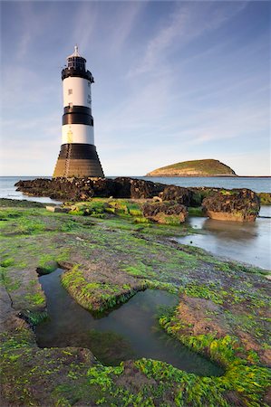 Penmon Point lighthouse and Puffin Island on the east coast of Anglesey, North Wales, Wales, United Kingdom, Europe Stock Photo - Rights-Managed, Code: 841-05785075