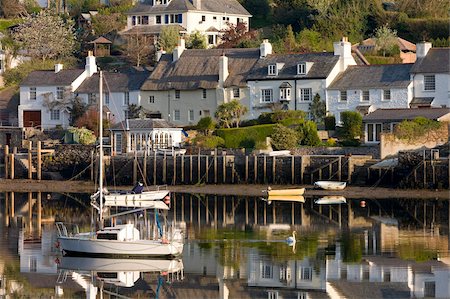 south hams - Cottages and boats beside the River Yealm at Newton Ferrers, South Hams, Devon, England, United Kingdom, Europe Stock Photo - Rights-Managed, Code: 841-05785175