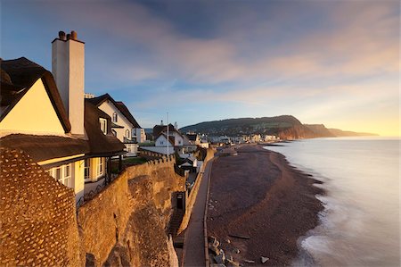 devon - Ansicht der Häuser mit Blick auf Meer Sidmouth, Sidmouth, Devon, England, Vereinigtes Königreich, Europa Stockbilder - Lizenzpflichtiges, Bildnummer: 841-05785203