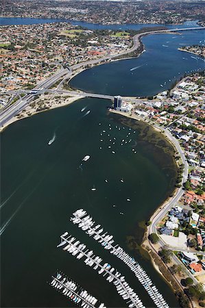 swan river - Aerial view of Swan River, Perth, Western Australia, Australia, Pacific Foto de stock - Direito Controlado, Número: 841-05785278