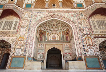 photographs of ancient india - Ganesh Pol (Ganesh Gate) in Amber Fort, Jaipur, Rajasthan, India, Asia Stock Photo - Rights-Managed, Code: 841-05785317