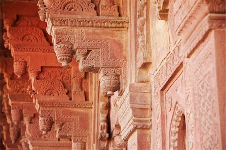 schnitzen - Schnitzereien an Birbal Bhavan, Fatehpur Sikri, UNESCO Weltkulturerbe, Uttar Pradesh, Indien, Asien Stockbilder - Lizenzpflichtiges, Bildnummer: 841-05785354