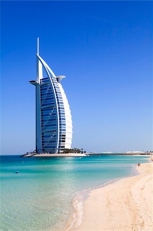 dubai beaches - The iconic Burj Al Arab Hotel, Jumeirah, Dubai, United Arab Emirates, Middle East Stock Photo - Rights-Managed, Code: 841-05785698