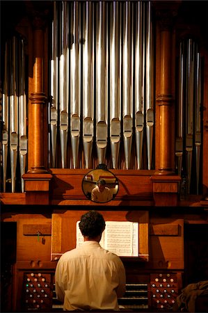 Organ being played during the Catholic Mass, Shrine of Our Lady of la Salette, Toulon, Var, Provence, France, Europe Stock Photo - Rights-Managed, Code: 841-05785838