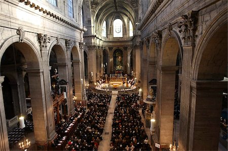 Catholic mass, St. Sulpice church, Paris, France, Europe Foto de stock - Con derechos protegidos, Código: 841-05785920