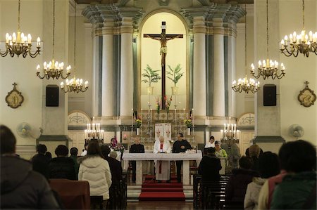 Catholic Mass, St. Anthony's Chuch, Macau, China, Asia Foto de stock - Direito Controlado, Número: 841-05785967