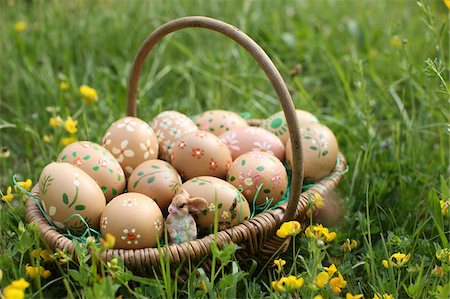 Easter eggs in a basket, Haute-Savoie, France, Europe Stock Photo - Rights-Managed, Code: 841-05785996