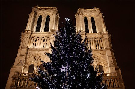 Christmas tree outside Notre-Dame de Paris cathedral, Paris, France, Europe Stock Photo - Rights-Managed, Code: 841-05785998