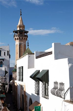 Minaret de la mosquée Hammouda (Hamouda Pacha al Mouradi), la Medina, Tunis, Tunisie, l'Afrique du Nord, l'Afrique Photographie de stock - Rights-Managed, Code: 841-05786046