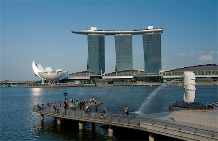 singaporean - Marina Sands Resort und Casino und Merlion, Singapur, Südostasien, Asien Stockbilder - Lizenzpflichtiges, Bildnummer: 841-05781157