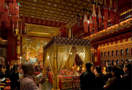 Chanting in the Hundred Dragons hall in the Buddha Tooth Relic temple in Singapore, Southeast Asia, Asia Stock Photo - Rights-Managed, Code: 841-05781164