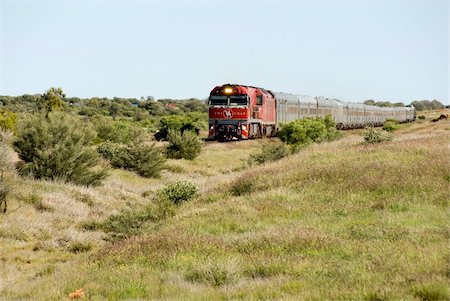Ghan train southbound near Alice, Northern Territory, Australia, Pacific Stock Photo - Rights-Managed, Code: 841-05781209