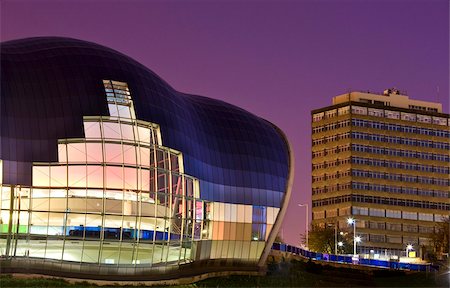The Sage Gateshead at night, Newcastle-upon-Tyne, Tyne and Wear, England, United Kingdom, Europe Stock Photo - Rights-Managed, Code: 841-05781275