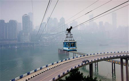 freeway - Cityscape with cable car, Chongqing City, Chongqing, China, Asia Stock Photo - Rights-Managed, Code: 841-05781472