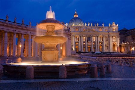 fountain at night - Fountain, St. Peter's Square, Vatican, UNESCO World Heritage Site, Rome, Lazio, Italy, Europe Stock Photo - Rights-Managed, Code: 841-05781531