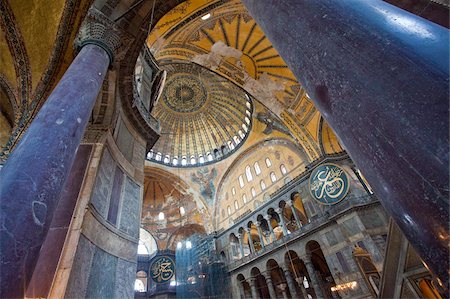 Byzantine architecture of Aya Sofya (Hagia Sophia), constructed as a church in the 6th century by Emperor Justinian, a mosque for years, now a museum, UNESCO World Heritage Site, Istanbul, Turkey, Europe Stock Photo - Rights-Managed, Code: 841-05781581