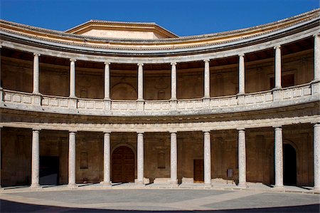 Palais de Charles Quint, Palais de l'Alhambra, l'UNESCO World Heritage Site, Grenade, Andalousie, Espagne, Europe Photographie de stock - Rights-Managed, Code: 841-05781719