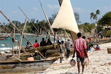 Beach scene with dhows, Bagamoyo, Tanzania, East Africa, Africa Stock Photo - Rights-Managed, Code: 841-05781809