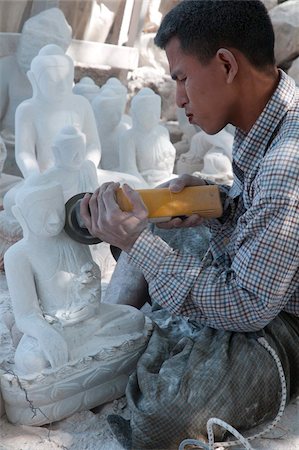 Man carving Buddha in white stone, Mahamuni pagoda, Mandalay, Myanmar, Asia Stock Photo - Rights-Managed, Code: 841-05781883