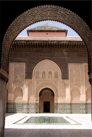 Medersa Ben Youssef, Marrakech, Maroc, l'Afrique du Nord, Afrique Photographie de stock - Rights-Managed, Code: 841-05782206