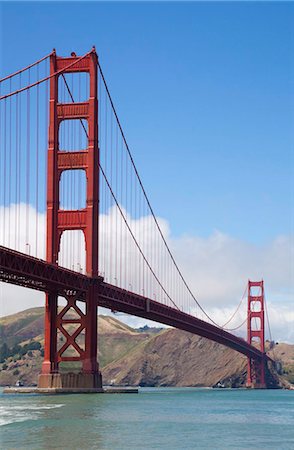 simsearch:841-05962720,k - The Golden Gate Bridge, linking the city of San Francisco with Marin County, from Fort Point, San Francisco, California, United States of America, North America Stock Photo - Rights-Managed, Code: 841-05782415