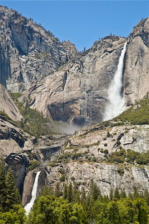 parc national yosemite - Supérieur et inférieur de Yosemite Falls, Yosemite Valley, Yosemite National Park, Site du patrimoine mondial de l'UNESCO, Sierra Nevada, Californie, États-Unis d'Amérique, Amérique du Nord Photographie de stock - Rights-Managed, Code: 841-05782432