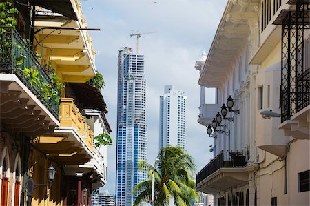 skyscrapers day landscape - Modern skyscrapers and historical old town, UNESCO World Heritage Site, Panama City, Panama, Central America Stock Photo - Rights-Managed, Code: 841-05782579