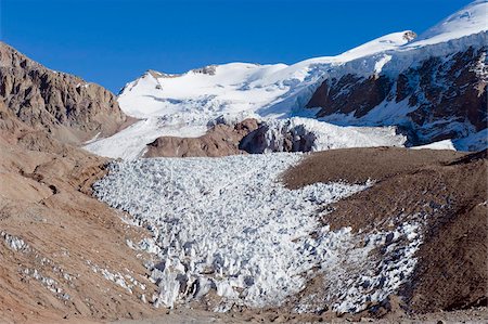 Glacier near Plaza de Mulas basecamp, Aconcagua Provincial Park, Andes mountains, Argentina, South America Stock Photo - Rights-Managed, Code: 841-05782787