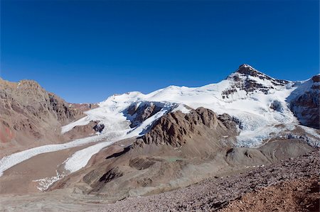 Glacier near Plaza de Mulas basecamp, Aconcagua Provincial Park, Andes mountains, Argentina, South America Stock Photo - Rights-Managed, Code: 841-05782788